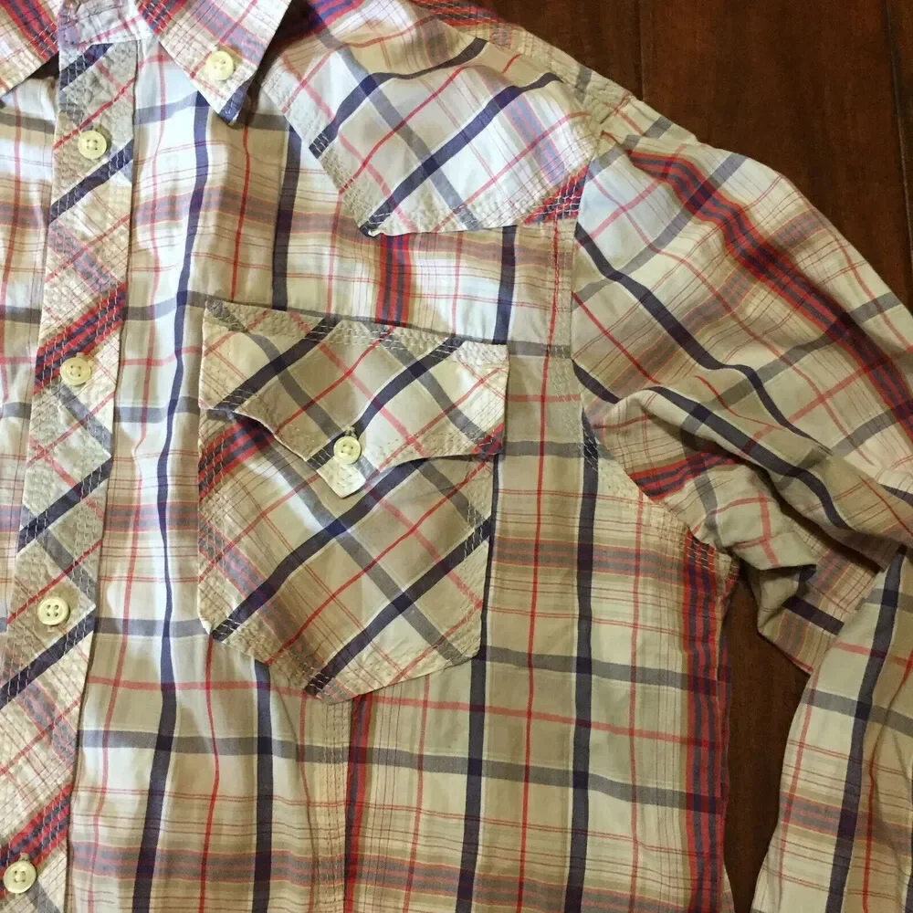 True Religion Shirt Mens XXLarge Plaid Multicolor Western Long Sleeve
